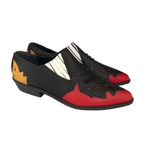 Vintage Mootsies Tootsies Black Red Western Ankle Cowboy Boots